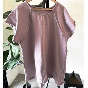 Curvy Plus 3x Fringed Lavender Purple Thick Short Sleeve T-Shirt